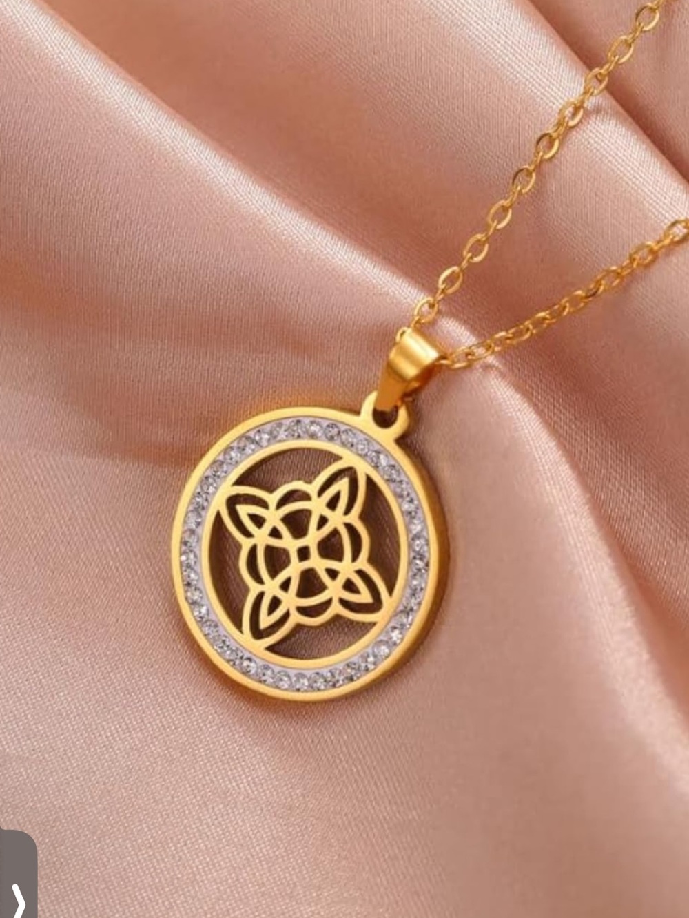 Symbol of Protection ~Floral Circle Pendant Necklace - CZ Surround Witchcraft